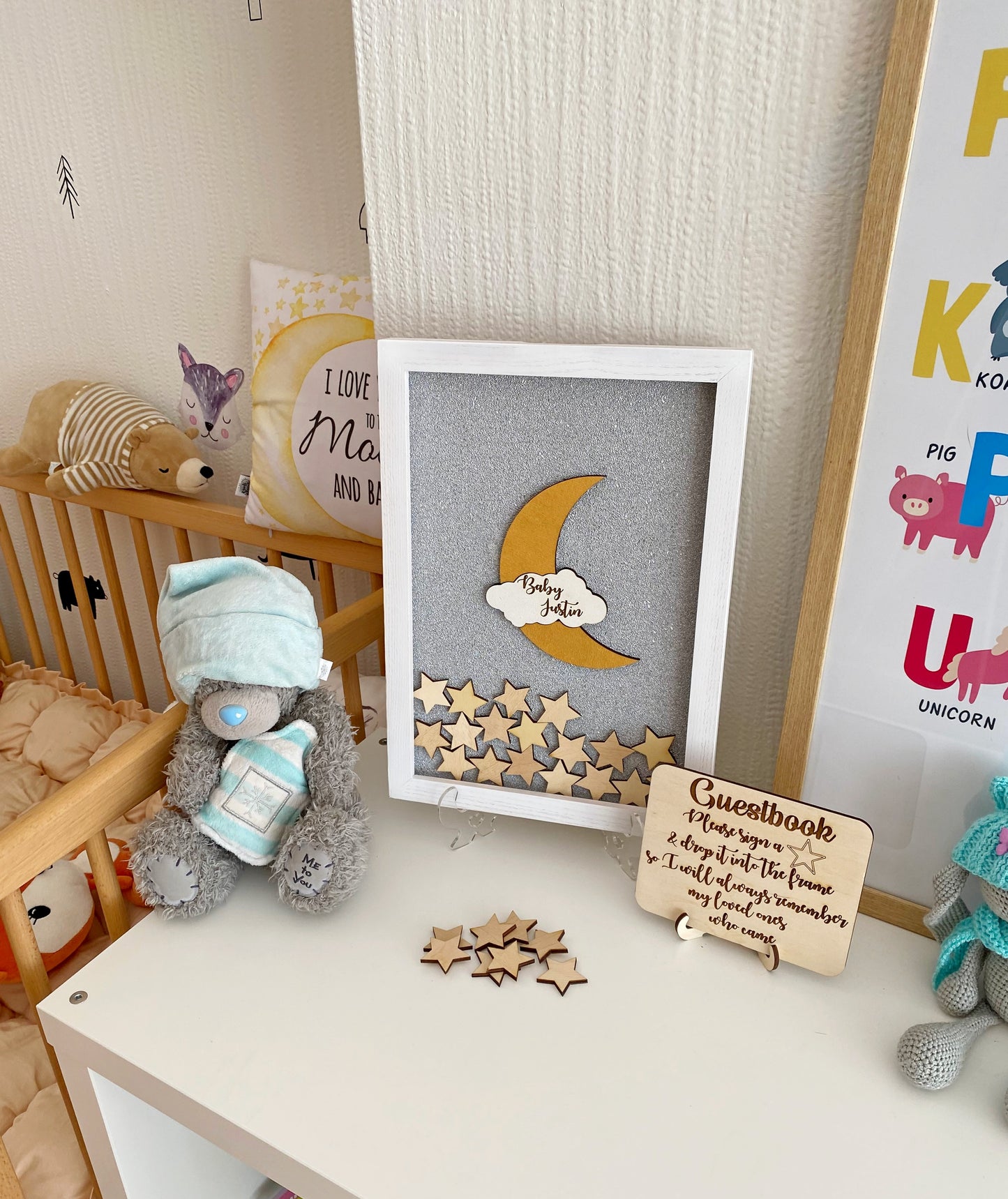 Moon and stars baby shower guest book alternative