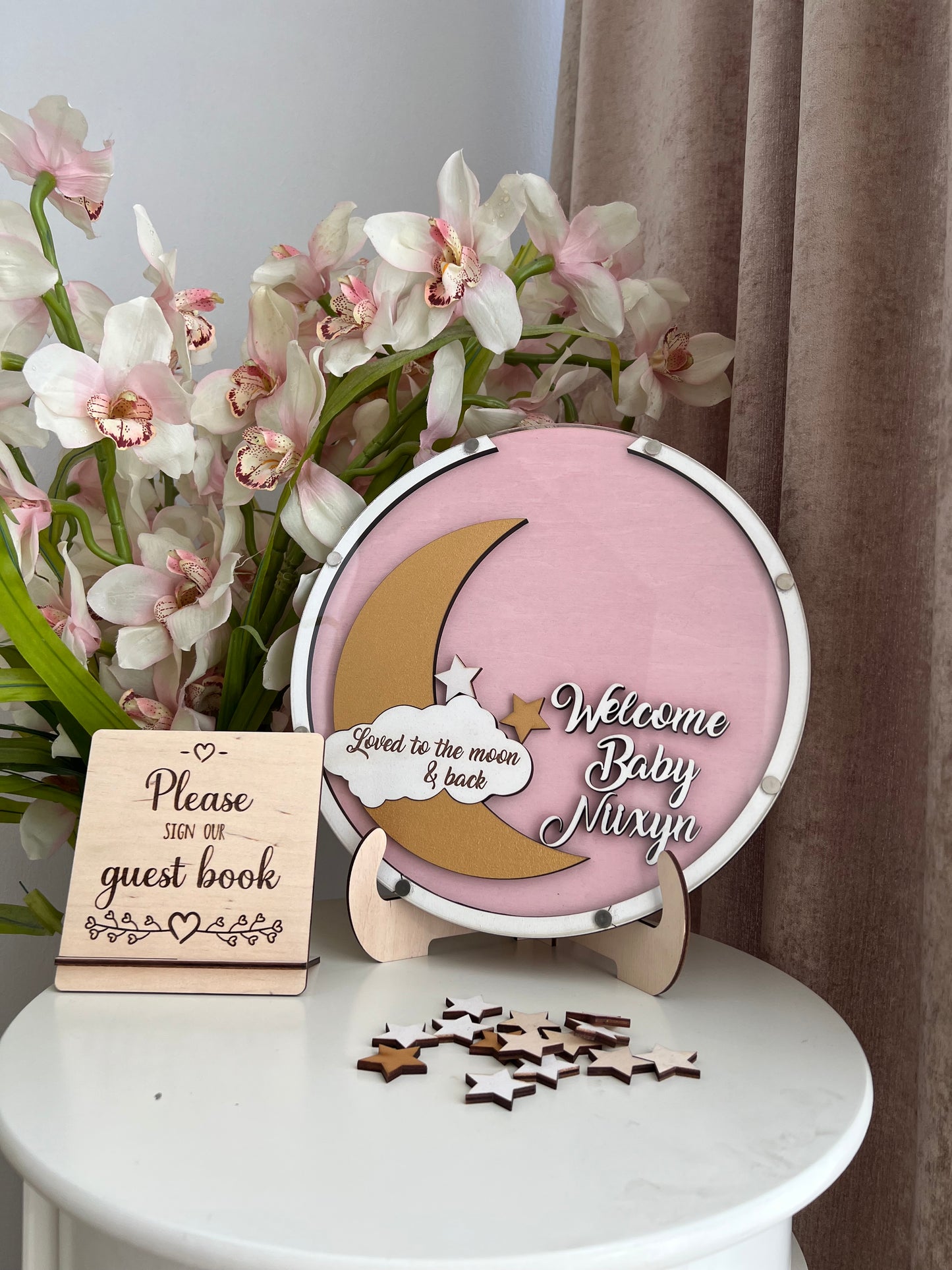 Moon and stars baby shower guest bookalternative
