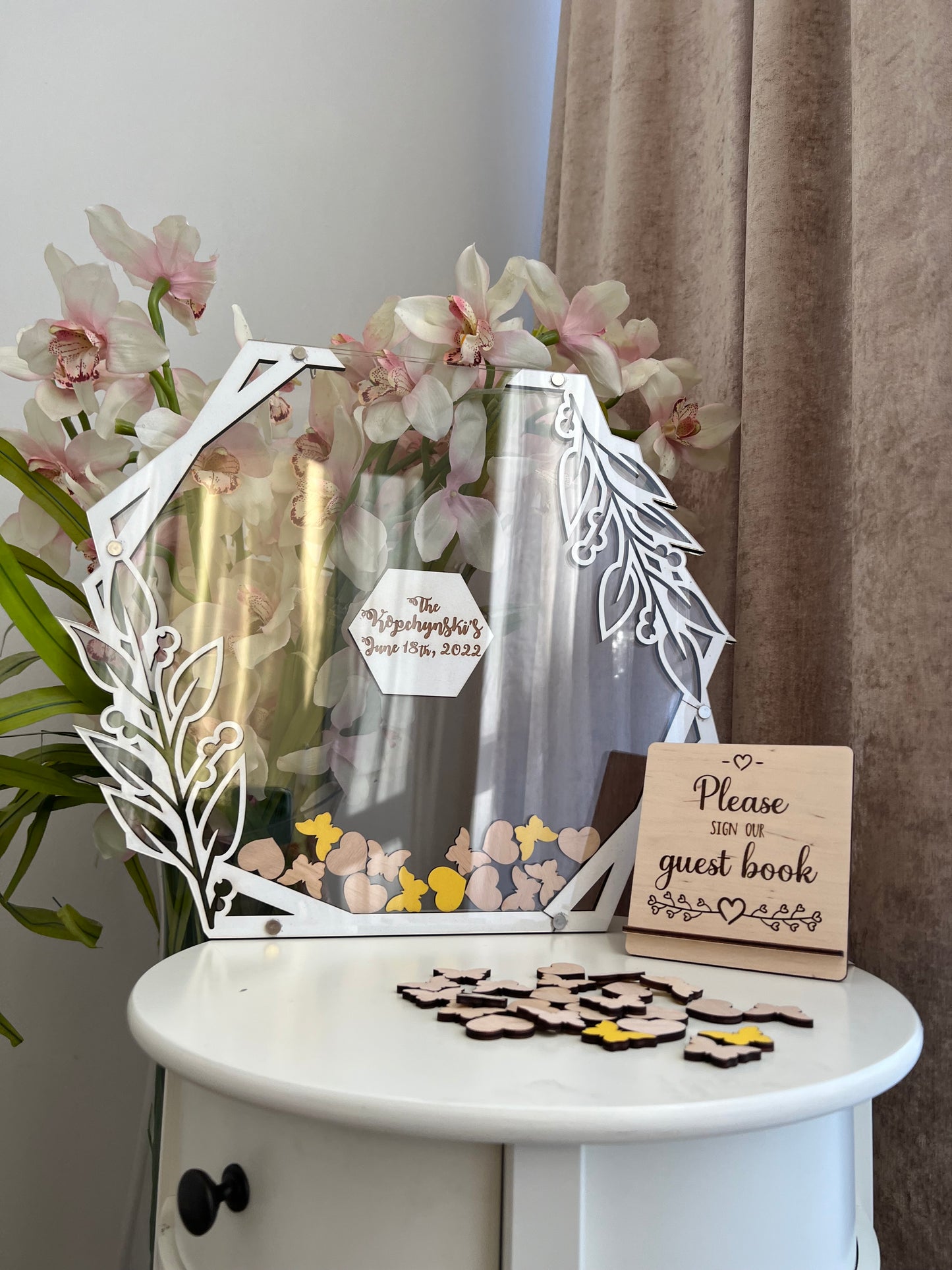 Hexagon wedding guest book alternative