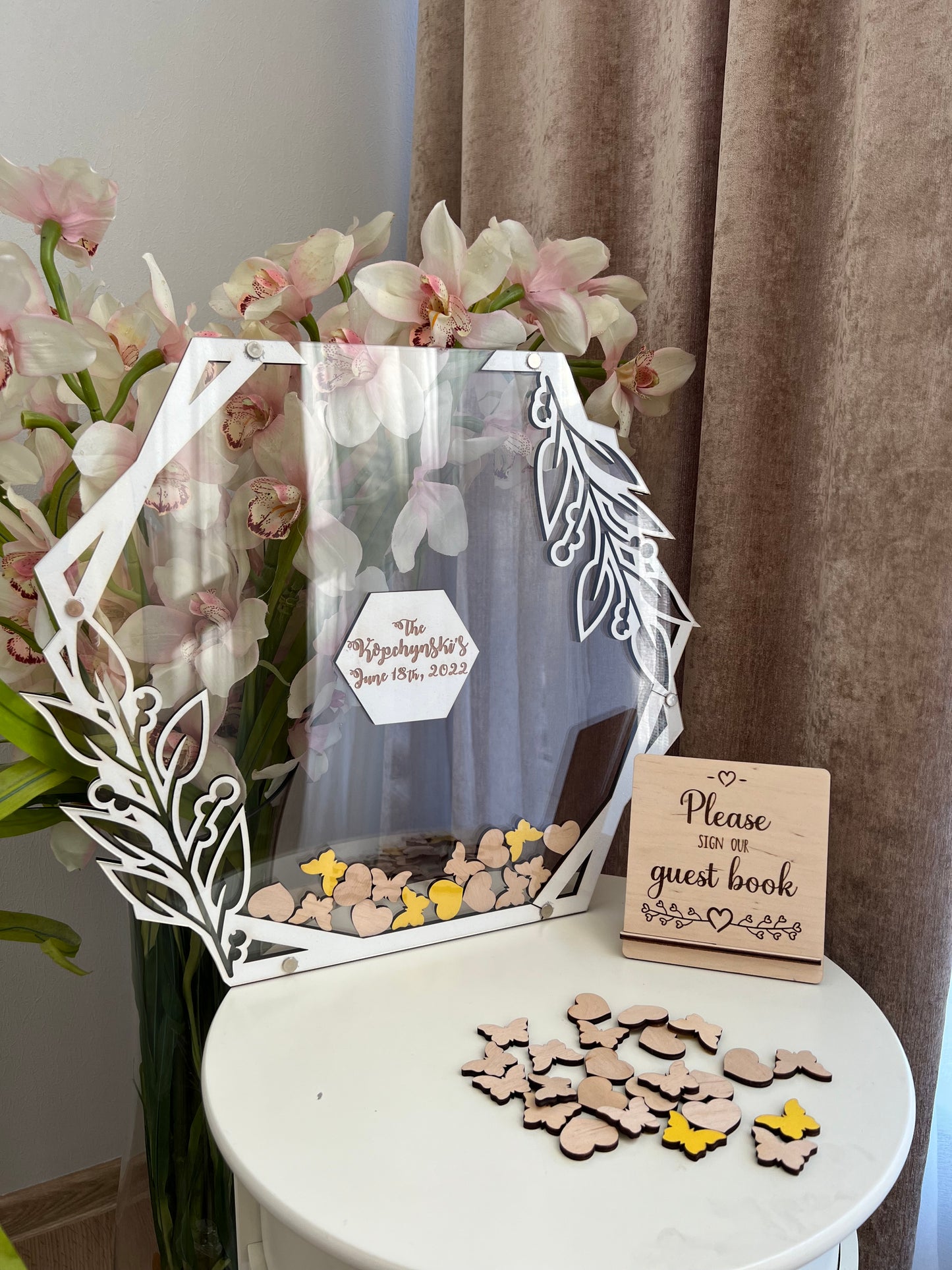 Hexagon wedding guest book alternative