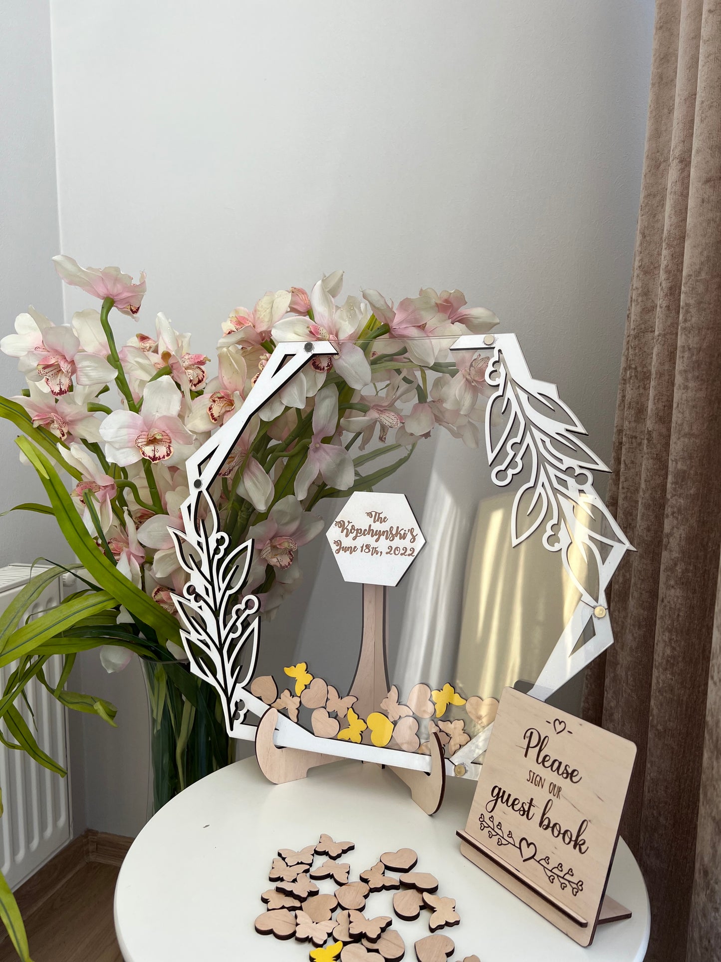Hexagon wedding guest book alternative
