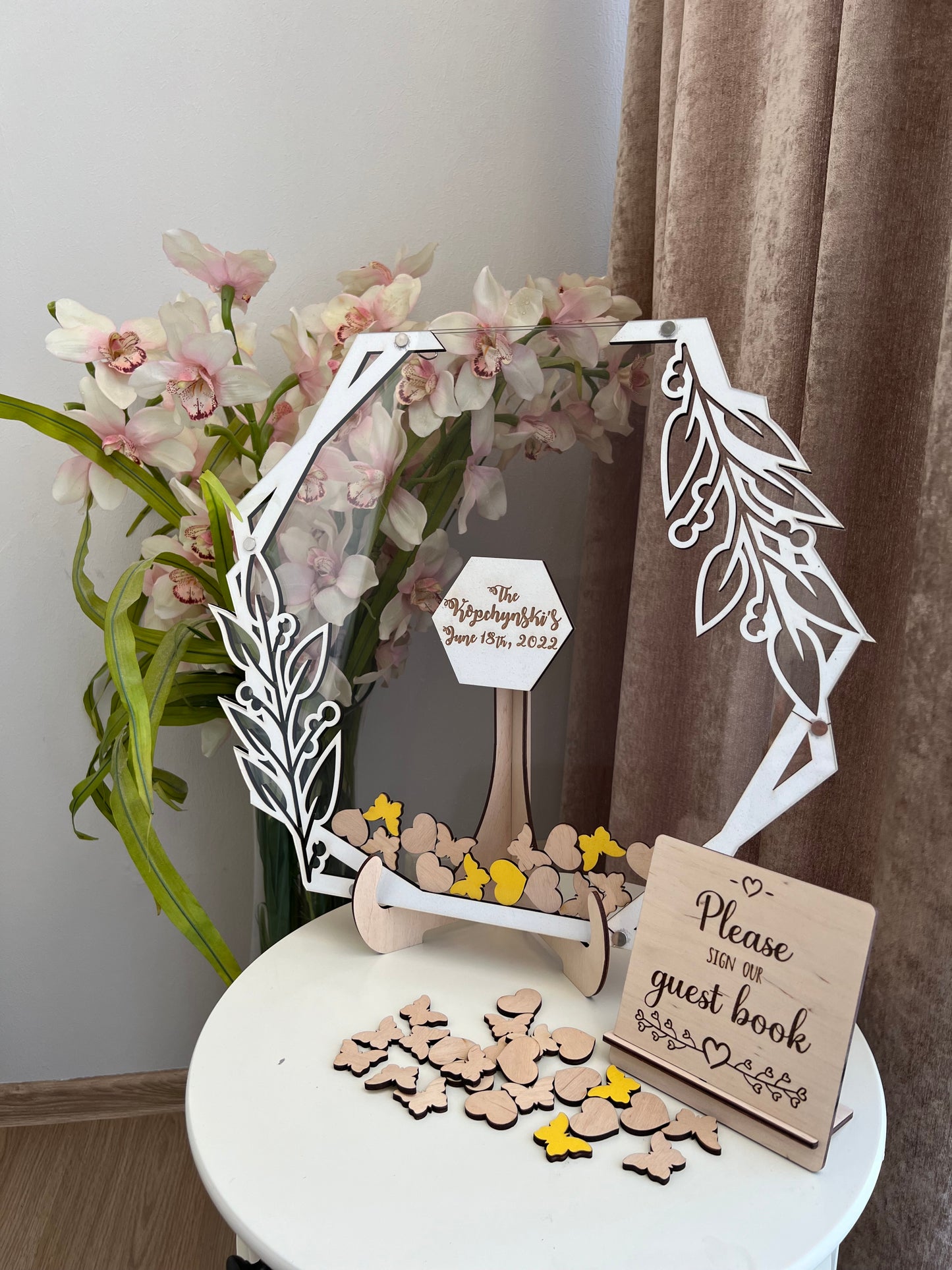 Hexagon wedding guest book alternative