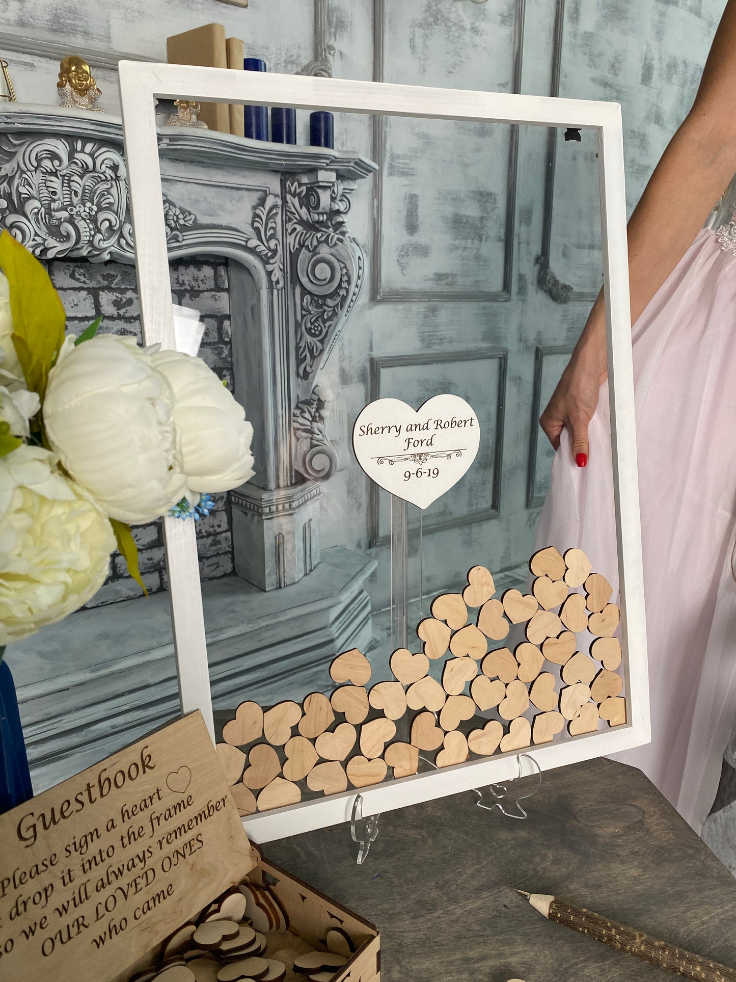 Wedding guest book alternative with hearts, Different sizes