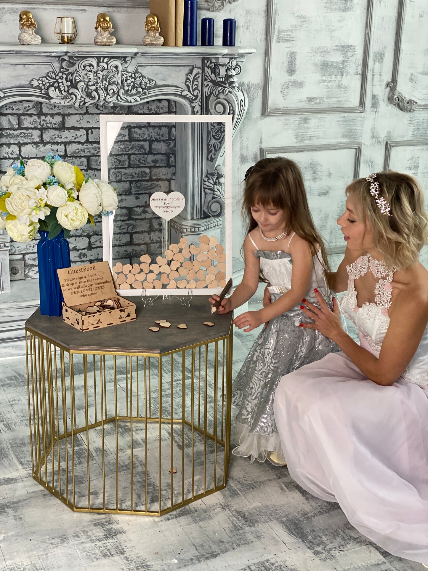 Wedding guest book alternative with hearts, Different sizes