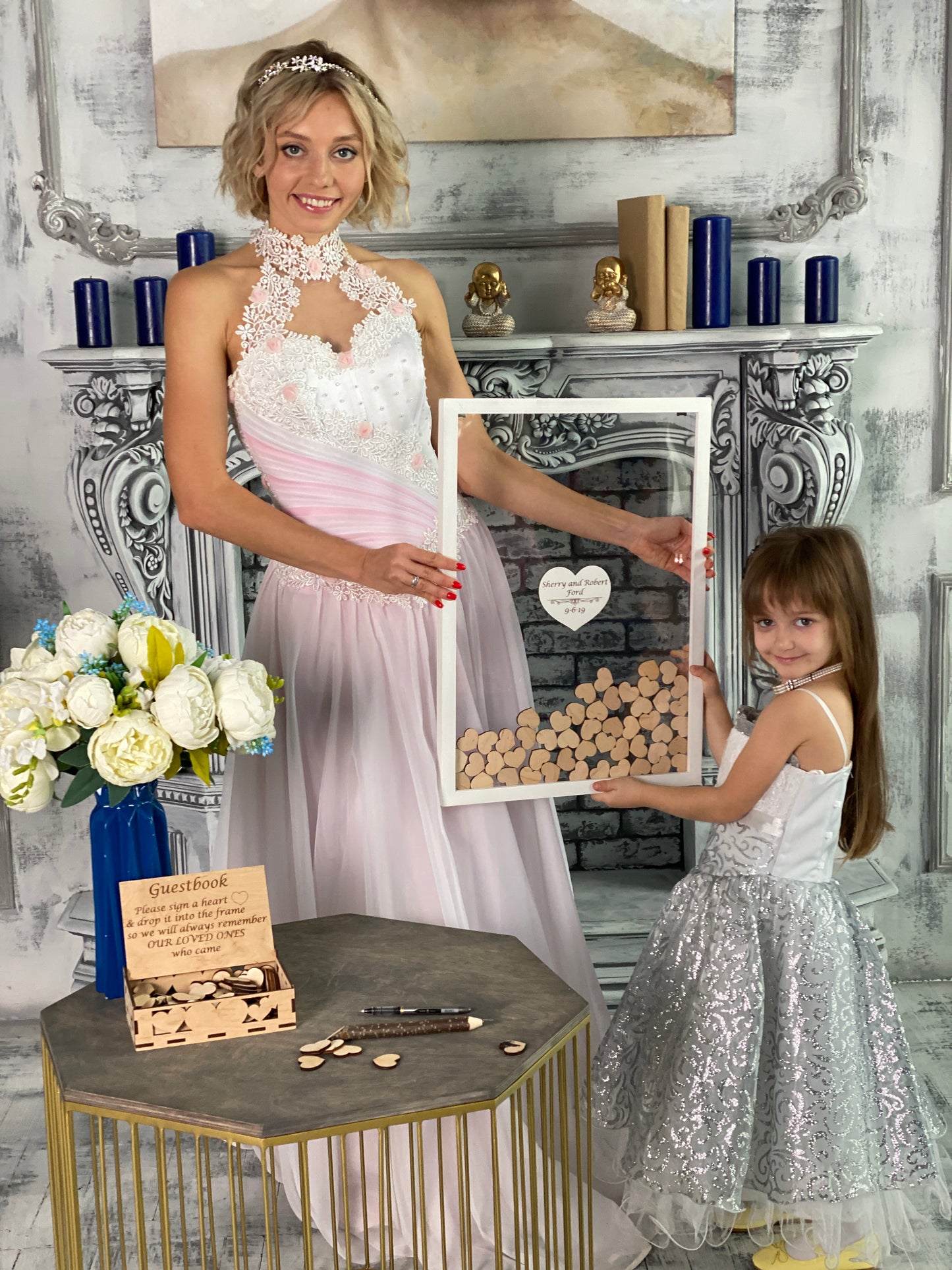 Wedding guest book alternative with hearts, Different sizes