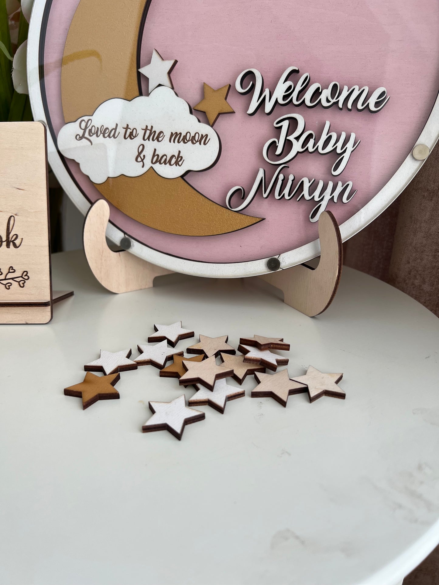 Moon and stars baby shower guest bookalternative