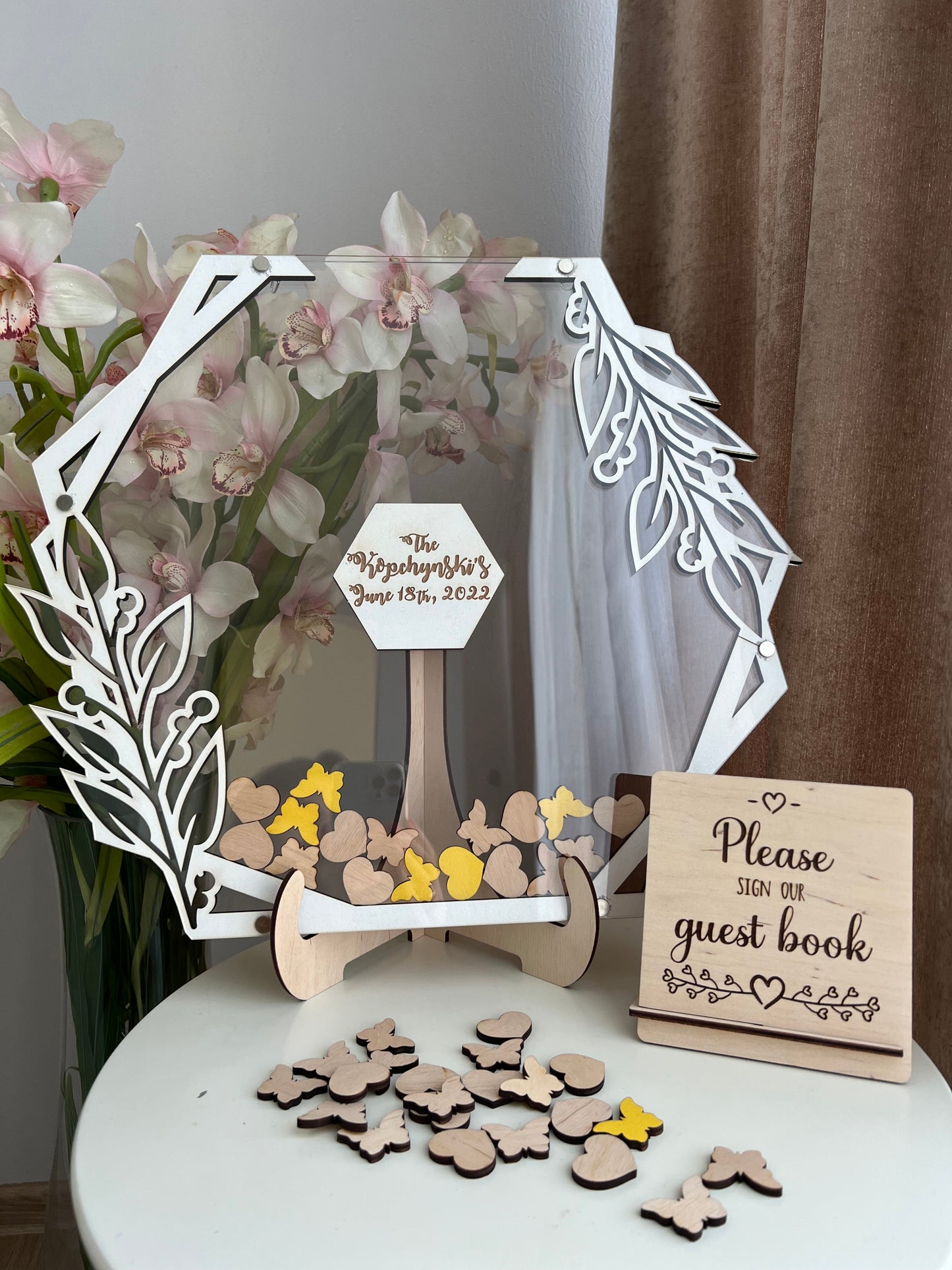 Hexagon wedding guest book alternative