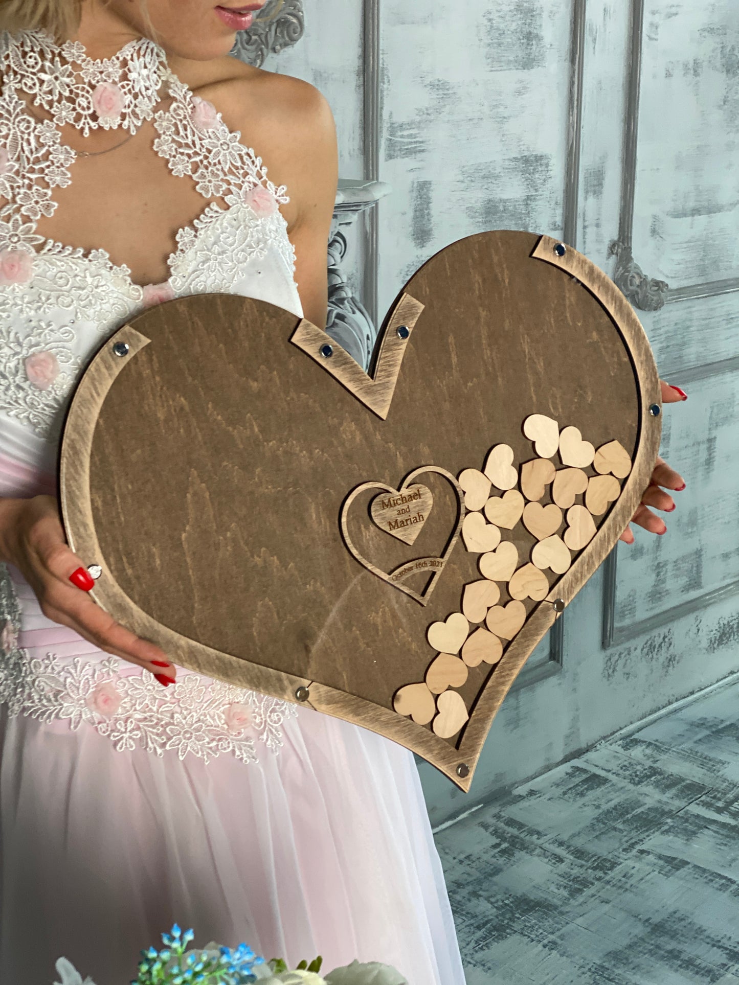 Heart wedding guestbook alternative shadow box, more colors