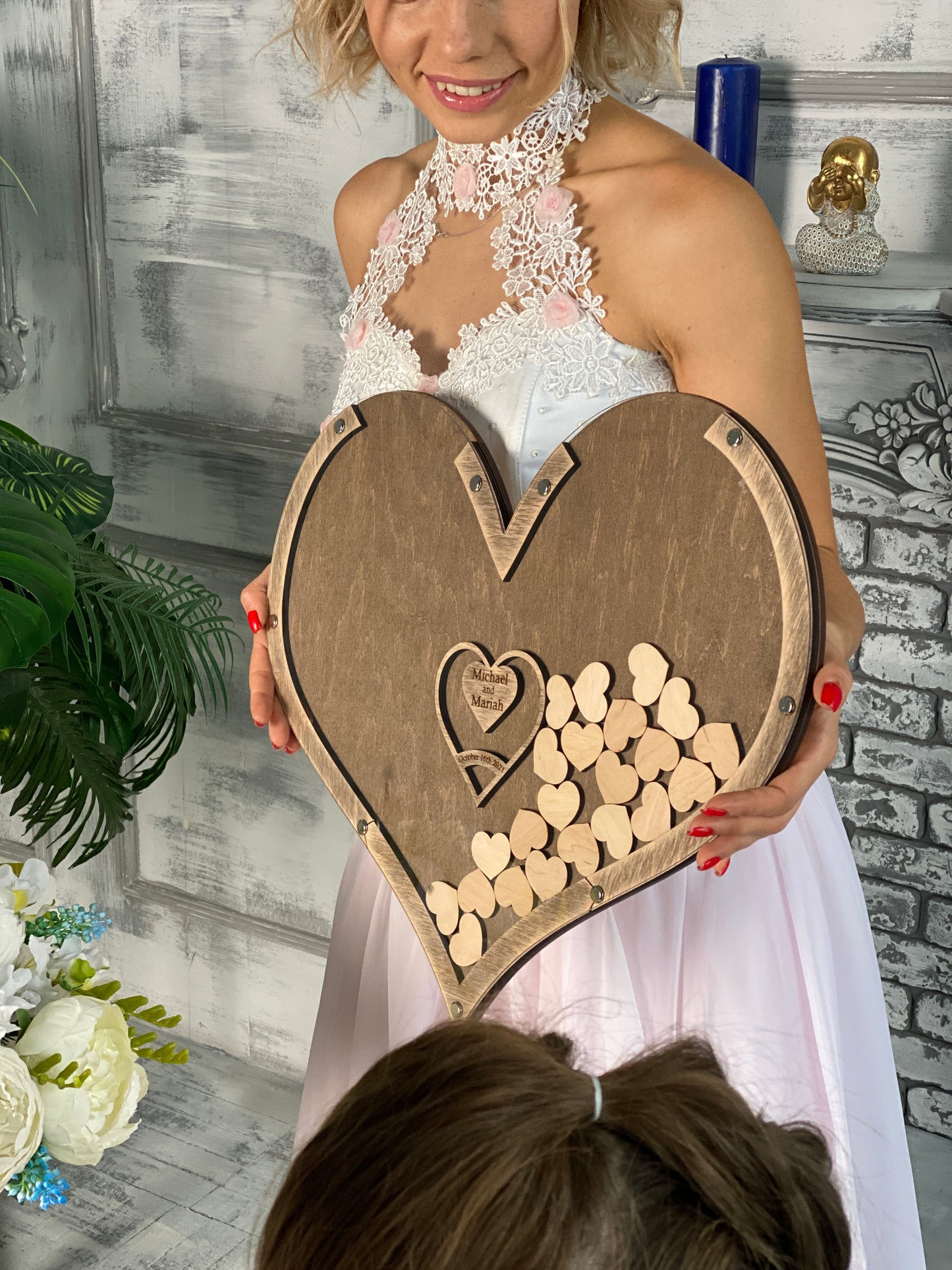 Heart wedding guestbook alternative shadow box, more colors